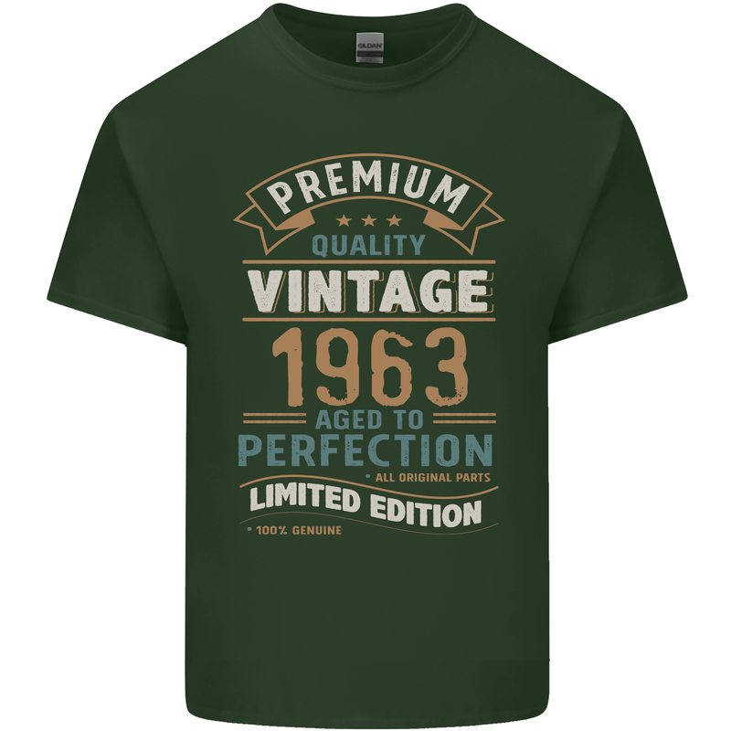 Premium Vintage 60th Birthday 1963 Mens Cotton T-Shirt Tee Top Forest Green
