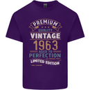 Premium Vintage 60th Birthday 1963 Mens Cotton T-Shirt Tee Top Purple