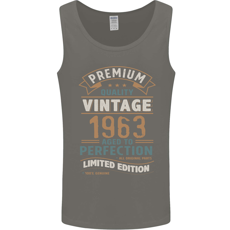 Premium Vintage 60th Birthday 1963 Mens Vest Tank Top Charcoal