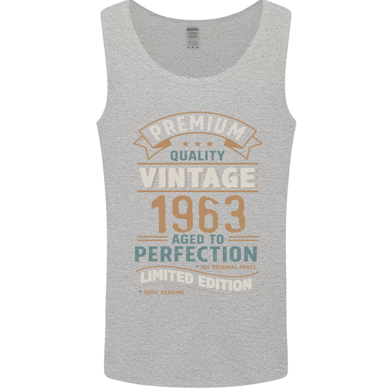 Premium Vintage 60th Birthday 1963 Mens Vest Tank Top Sports Grey