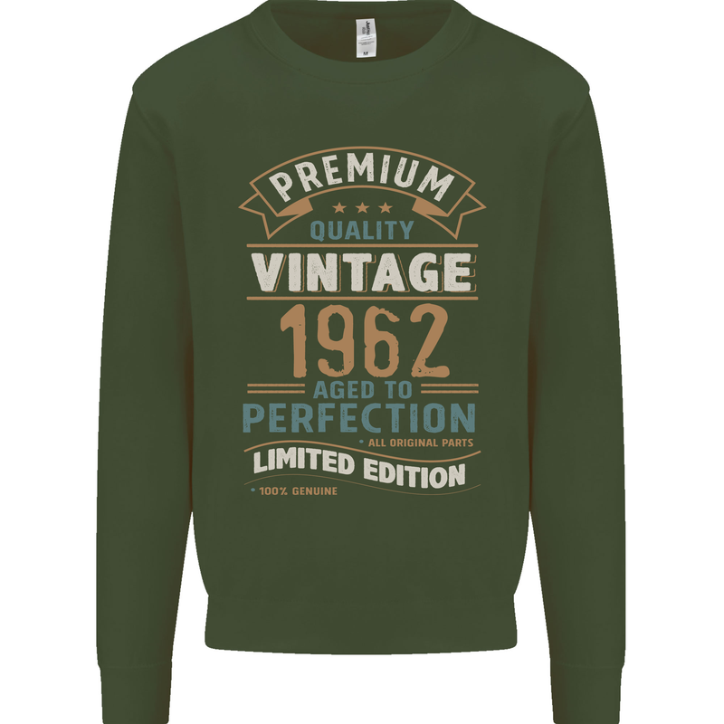Premium Vintage 61st Birthday 1962 Mens Sweatshirt Jumper Forest Green