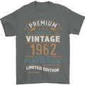 Premium Vintage 61st Birthday 1962 Mens T-Shirt 100% Cotton Charcoal