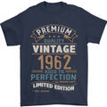Premium Vintage 61st Birthday 1962 Mens T-Shirt 100% Cotton Navy Blue