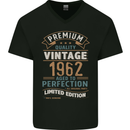 Premium Vintage 61st Birthday 1962 Mens V-Neck Cotton T-Shirt Black