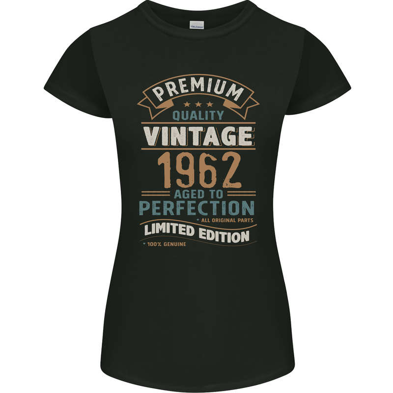 Premium Vintage 61st Birthday 1962 Womens Petite Cut T-Shirt Black