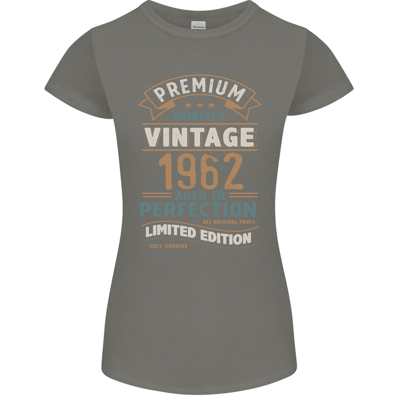 Premium Vintage 61st Birthday 1962 Womens Petite Cut T-Shirt Charcoal
