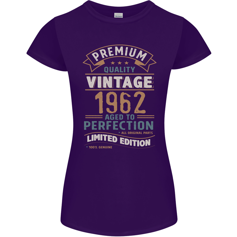 Premium Vintage 61st Birthday 1962 Womens Petite Cut T-Shirt Purple