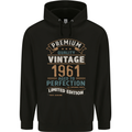 Premium Vintage 62nd Birthday 1961 Mens 80% Cotton Hoodie Black
