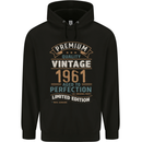 Premium Vintage 62nd Birthday 1961 Mens 80% Cotton Hoodie Black
