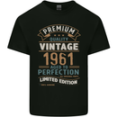 Premium Vintage 62nd Birthday 1961 Mens Cotton T-Shirt Tee Top Black