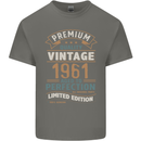 Premium Vintage 62nd Birthday 1961 Mens Cotton T-Shirt Tee Top Charcoal