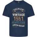 Premium Vintage 62nd Birthday 1961 Mens Cotton T-Shirt Tee Top Navy Blue
