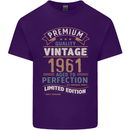 Premium Vintage 62nd Birthday 1961 Mens Cotton T-Shirt Tee Top Purple