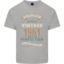 Premium Vintage 62nd Birthday 1961 Mens Cotton T-Shirt Tee Top Sports Grey