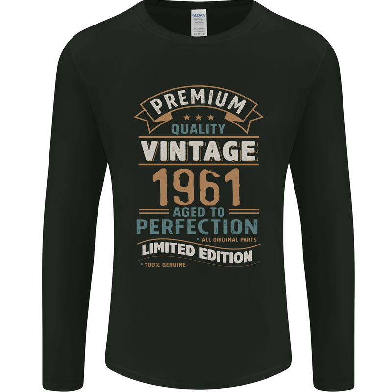 Premium Vintage 62nd Birthday 1961 Mens Long Sleeve T-Shirt Black