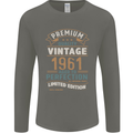 Premium Vintage 62nd Birthday 1961 Mens Long Sleeve T-Shirt Charcoal