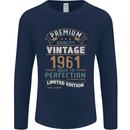Premium Vintage 62nd Birthday 1961 Mens Long Sleeve T-Shirt Navy Blue