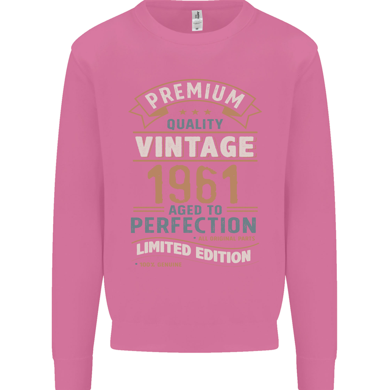 Premium Vintage 62nd Birthday 1961 Mens Sweatshirt Jumper Azalea