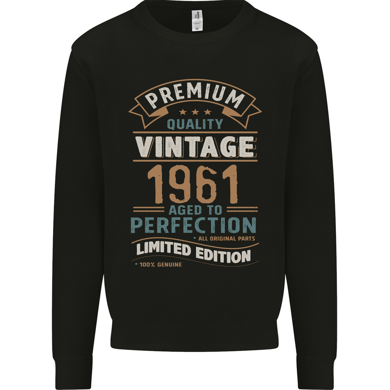Premium Vintage 62nd Birthday 1961 Mens Sweatshirt Jumper Black