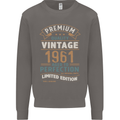 Premium Vintage 62nd Birthday 1961 Mens Sweatshirt Jumper Charcoal