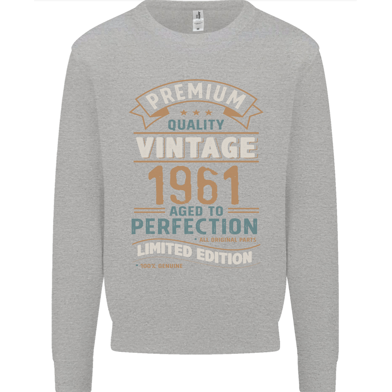 Premium Vintage 62nd Birthday 1961 Mens Sweatshirt Jumper Sports Grey
