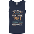 Premium Vintage 62nd Birthday 1961 Mens Vest Tank Top Navy Blue
