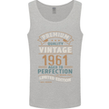 Premium Vintage 62nd Birthday 1961 Mens Vest Tank Top Sports Grey