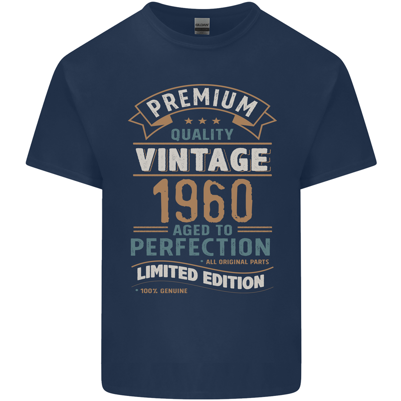 Premium Vintage 63rd Birthday 1960 Mens Cotton T-Shirt Tee Top Navy Blue