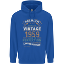 Premium Vintage 64th Birthday 1959 Mens 80% Cotton Hoodie Royal Blue