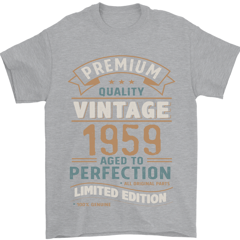 Premium Vintage 64th Birthday 1959 Mens T-Shirt 100% Cotton Sports Grey
