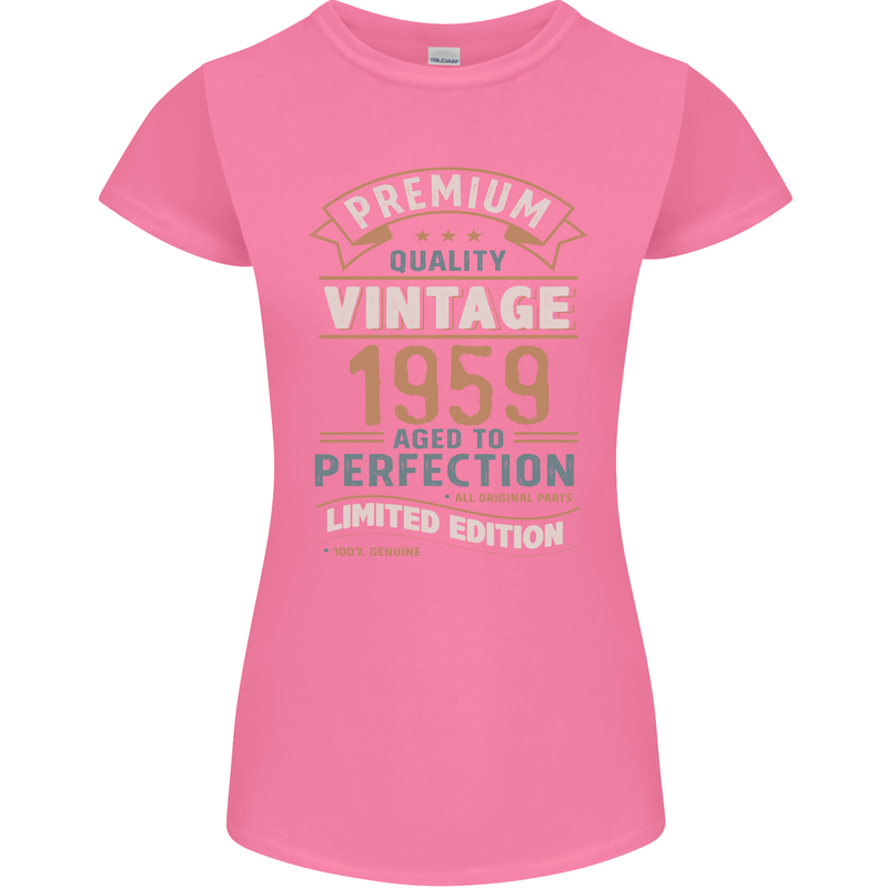 Premium Vintage 64th Birthday 1959 Womens Petite Cut T-Shirt Azalea