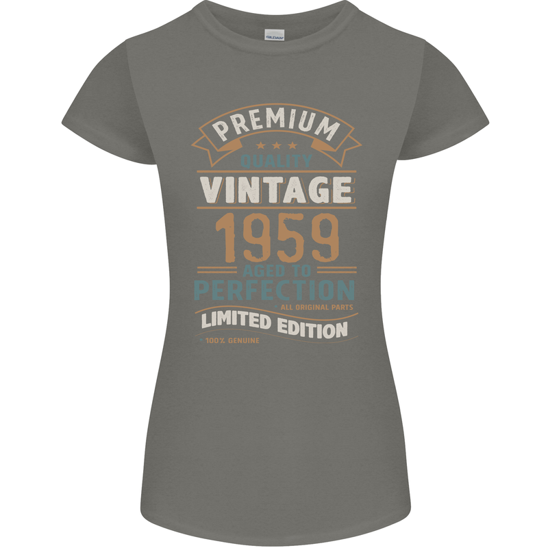Premium Vintage 64th Birthday 1959 Womens Petite Cut T-Shirt Charcoal