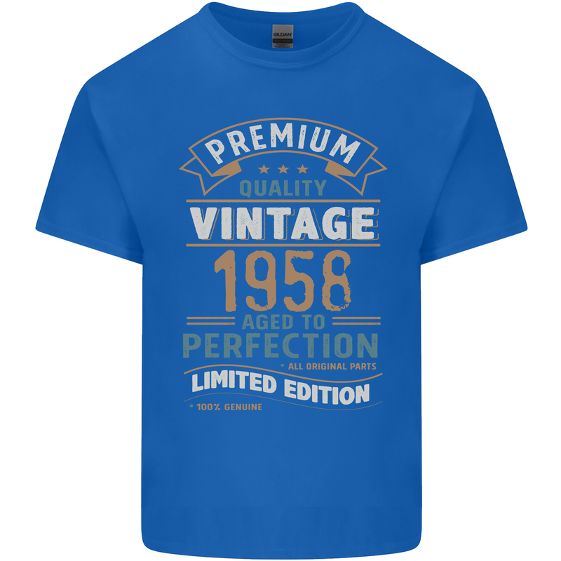 Premium Vintage 65th Birthday 1958 Mens Cotton T-Shirt Tee Top Royal Blue