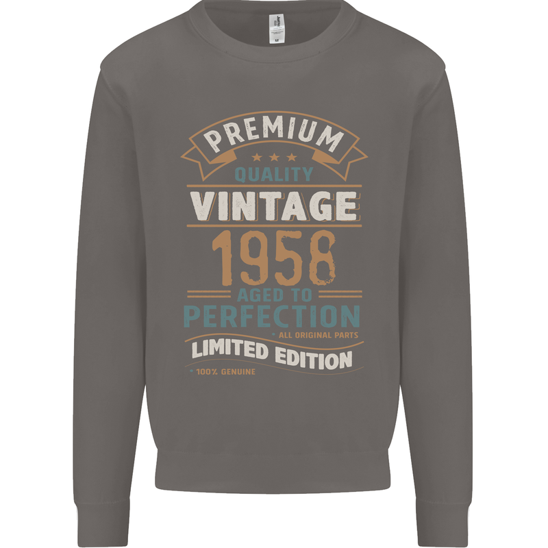 Premium Vintage 65th Birthday 1958 Mens Sweatshirt Jumper Charcoal