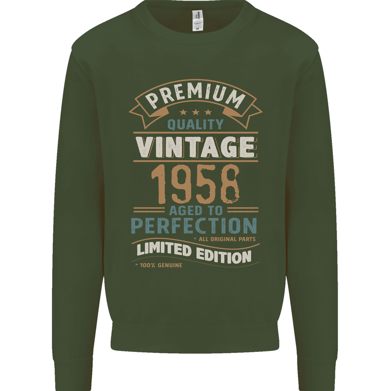 Premium Vintage 65th Birthday 1958 Mens Sweatshirt Jumper Forest Green