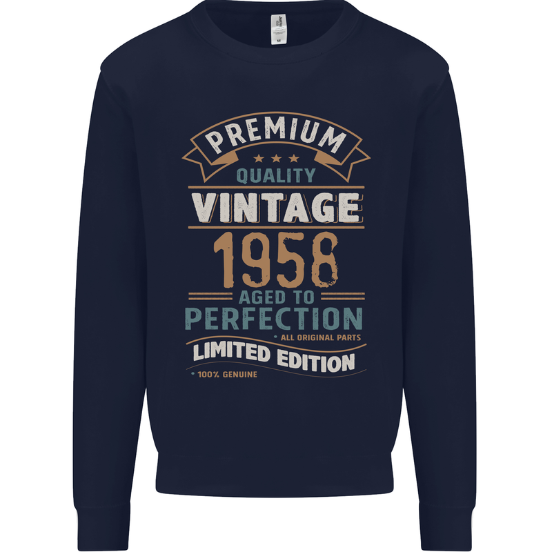 Premium Vintage 65th Birthday 1958 Mens Sweatshirt Jumper Navy Blue