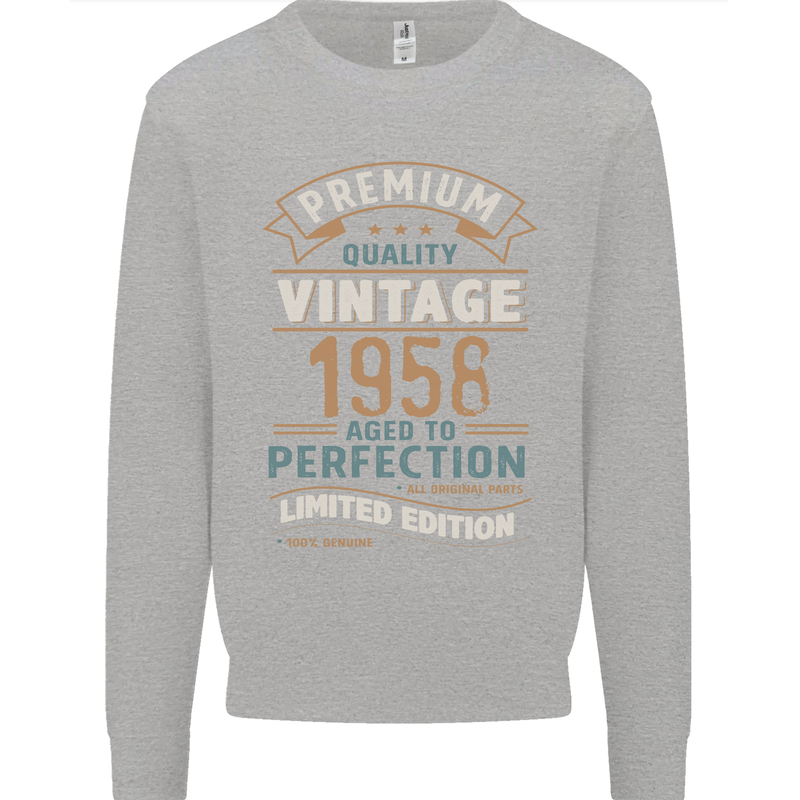 Premium Vintage 65th Birthday 1958 Mens Sweatshirt Jumper Sports Grey