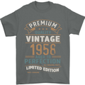 Premium Vintage 65th Birthday 1958 Mens T-Shirt 100% Cotton Charcoal