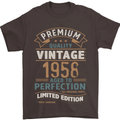 Premium Vintage 65th Birthday 1958 Mens T-Shirt 100% Cotton Dark Chocolate