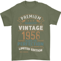 Premium Vintage 65th Birthday 1958 Mens T-Shirt 100% Cotton Military Green