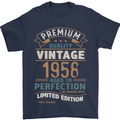 Premium Vintage 65th Birthday 1958 Mens T-Shirt 100% Cotton Navy Blue