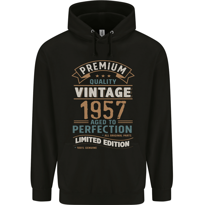 Premium Vintage 66th Birthday 1957 Mens 80% Cotton Hoodie Black