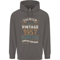 Premium Vintage 66th Birthday 1957 Mens 80% Cotton Hoodie Charcoal