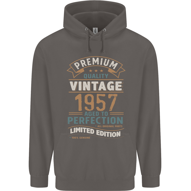Premium Vintage 66th Birthday 1957 Mens 80% Cotton Hoodie Charcoal