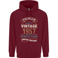 Premium Vintage 66th Birthday 1957 Mens 80% Cotton Hoodie Maroon