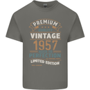 Premium Vintage 66th Birthday 1957 Mens Cotton T-Shirt Tee Top Charcoal