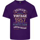 Premium Vintage 66th Birthday 1957 Mens Cotton T-Shirt Tee Top Purple