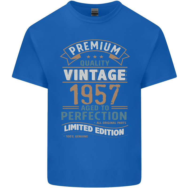 Premium Vintage 66th Birthday 1957 Mens Cotton T-Shirt Tee Top Royal Blue