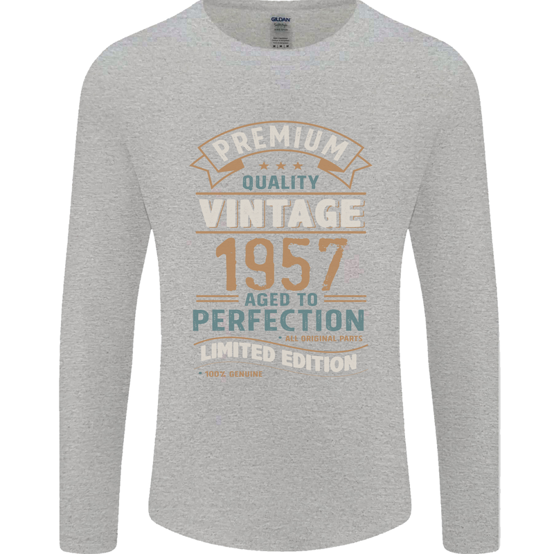 Premium Vintage 66th Birthday 1957 Mens Long Sleeve T-Shirt Sports Grey