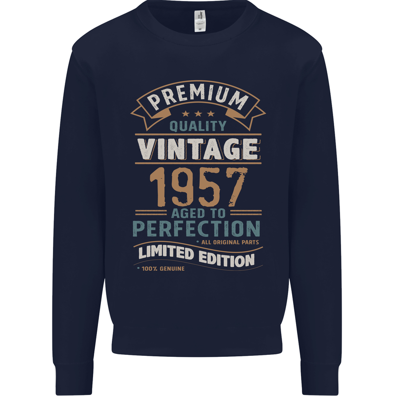 Premium Vintage 66th Birthday 1957 Mens Sweatshirt Jumper Navy Blue
